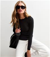 Women's Black Ribbed Crew Neck Jumper New Look
