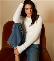 Women's Cream Fluffy Knit Crew Neck Jumper New Look