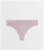 Women's Dark Pink Acid Wash Ribbed Seamless Thong New Look
