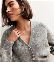 Women's Grey Metallic Knit Batwing Sleeve Cardigan New Look