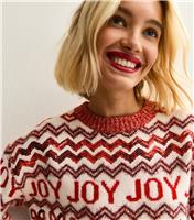 Women's Red Joy Zig Zag Crew Neck Christmas Jumper New Look