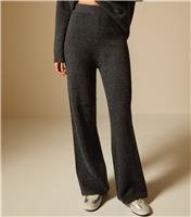 Women's Dark Grey Knit Wide Leg Trousers New Look