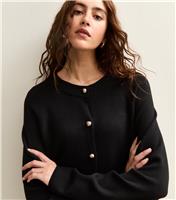 Women's Black Longline Crew Neck Cardigan New Look