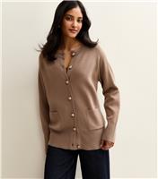 Women's Mink Longline Crew Neck Cardigan New Look