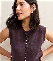 Women's Light Purple Crew Neck Contrast Button Knit Waistcoat New Look