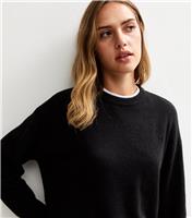 Women's Black Knitted Side Split Jumper New Look