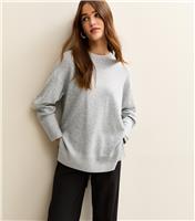 Women's Light Grey Knitted Side Split Jumper New Look