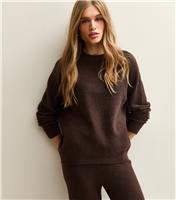 Women's Dark Brown Crew Neck Midweight Knit Jumper New Look