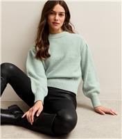 Women's Petite Mint Green Pleated Sleeve Jumper New Look