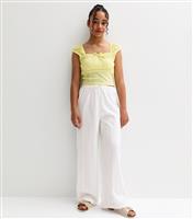 Girls' White Broderie Anglaise Wide Leg Trousers New Look