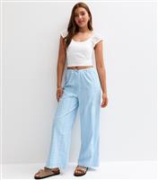 Girls' Light Blue Broderie Anglaise Wide Leg Trousers New Look