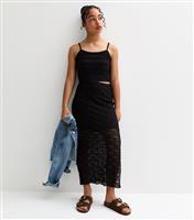 Girls' Black Lace Maxi Skirt New Look