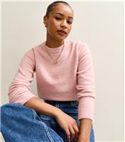 Women's Petite Pink Knit Crew Neck Jumper New Look