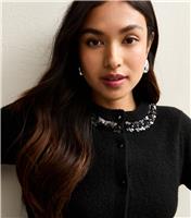 Women's Petite Black Sequin Neckline Cardigan New Look