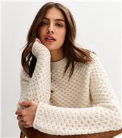 Women's Off White Moss Stitch Crew Neck Jumper New Look