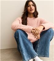 Women's Light Pink Stitch Knit Jumper New Look