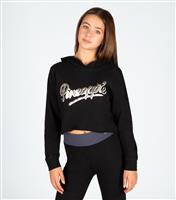 Girls' Black Logo Print Raw Edge Cropped Hoodie Pineapple New Look