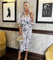 Women's Grey Tie Dye Wrap Shirt Midi Dress AX Paris New Look
