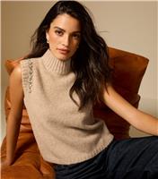 Women's Camel Diamante Embellished Midweight Knit Vest New Look