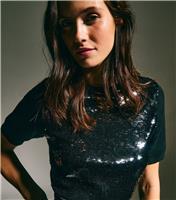 Women's Black Sequin Embellished Top New Look
