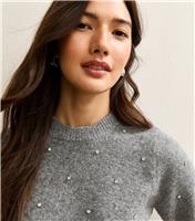 Women's Mid Grey Diamant Embellished Short Sleeve Top New Look