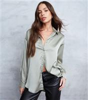 Women's Mint Green Satin Shirt WKNDGIRL New Look