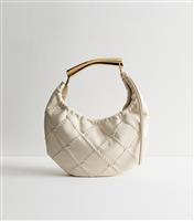 White Faux Leather Whipstitch Detail Shoulder Bag New Look
