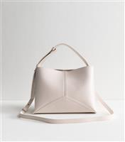 Cream Faux Leather Panelled Bucket Bag New Look