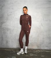 Women's Brown Logo Print Zip Up Jacket WKNDGIRL New Look