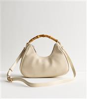 Cream Faux Leather Bamboo Handle Crossbody Bag New Look
