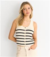 Women's Cream Striped Knit Vest Gini London New Look