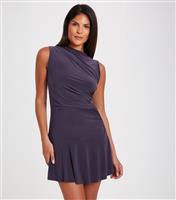 Women's Charcoal Grey Ruched Skort Mini Dress Quiz New Look