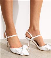 Women's White Faux Leather Bow Applique Open Court Shoes New Look