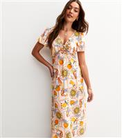 Women's Cream Postcard Print Midi Dress Sunshine Soul New Look