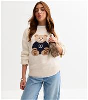 Girls' White Bear Knitted Jumper New Look