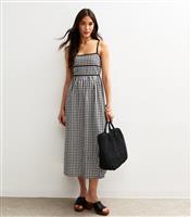 Women's Black Gingham Check Strappy Midi Dress New Look