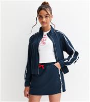 Girls' Navy Lace Side Stripe Mini Skirt New Look
