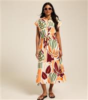 Women's Orange Palm Tree Print Midi Shirt Dress New Look