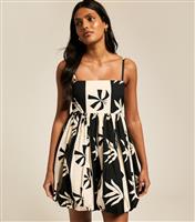 Women's Black Striped Floral Print Mini Dress New Look