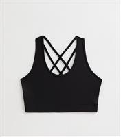 Girls' Black Crossover Straps Bralette New Look