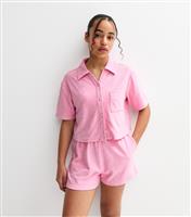 Girls' Pink Towelling Short Sleeve Shirt New Look