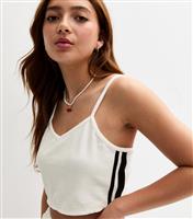 Girls' White Side Stripe Towelling Top New Look