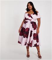 Women's Curve Pink Floral Print Skater Dress Quiz New Look