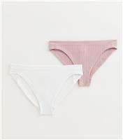 Girls' Pack of 2 Light Pink Wide Rib Briefs New Look
