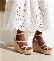 Women's Light Pink Faux Leather Strappy Platform Wedge Sandals New Look