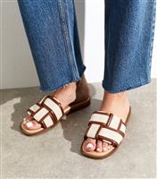 Women's Off White Woven Mules Vegan New Look