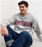 Men's Grey Oversized Amsterdam Print Sweatshirt New Look