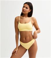 Women's Yellow Ribbed Seamless Thong New Look