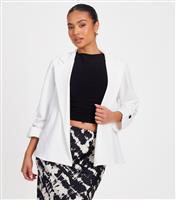 Women's Cream Ruched Sleeve Blazer Quiz New Look