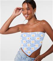 Women's Blue Daisy Crochet Bandeau Top Pink Vanilla New Look